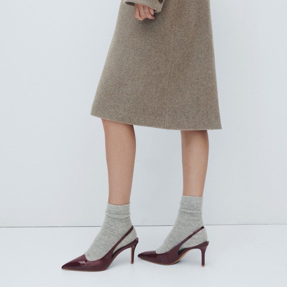 Mango Patent Pointed Slingback Heels in Deep Plum - Picture 2 of 4